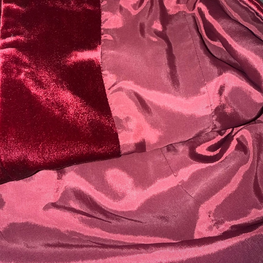 Bloomingdales‎ Womens Silk Blend Velvet Embroidered Beaded Jacket Burgundy Sz 14 - Picture 7 of 14